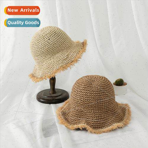2021 new hand-hooked women straw hat burlap fashion summer s