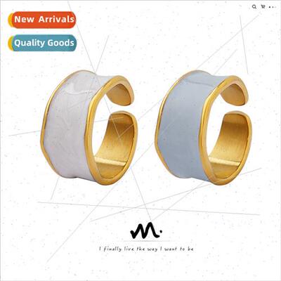 Hepburn colorless French niche ring enamel drip ring fashion