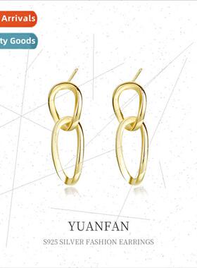 925 silver Vintage Chain Earrings Female Europe Cold Wind ch