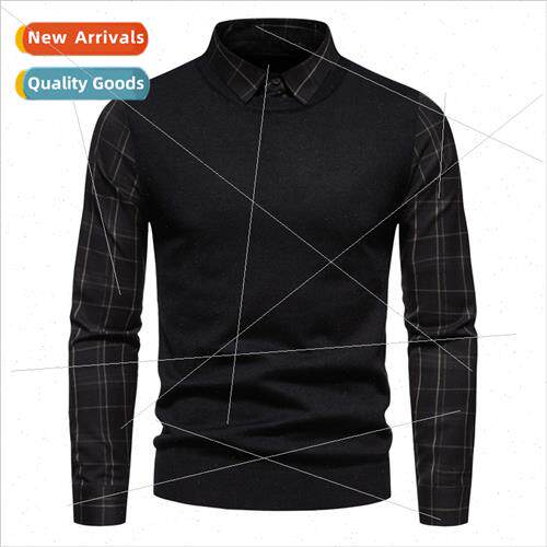 Spring Autumn new men plaid sleeves shirt collar light busin