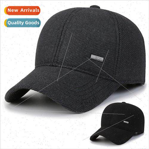 Winter new tweed baseball cap middle-aged elderly men ear pr