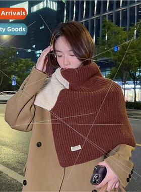 new two-color knted overcoat autumn winter warm double patch