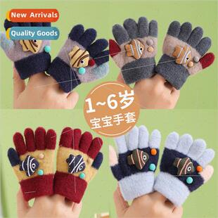 warm knted fish winter col ltle baby cute Autumn gloves