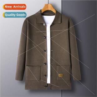 lapel winter knted label leather casual men new fall 2023