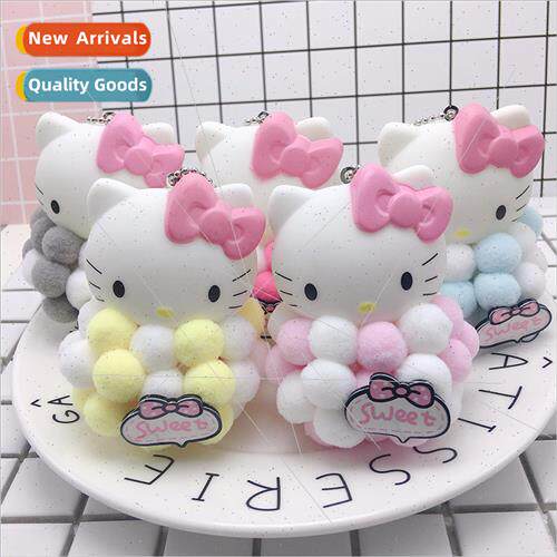 Plush KT cat fur ball love keychain Bubble cat piggy charm d