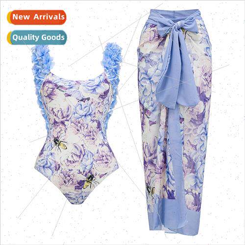 2023 Europe New One Piece Backless Swimsu Women Handmade Flo