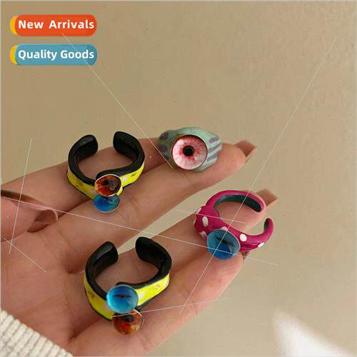 Dopamine creative quirky oil drop big eyes boy ring spring s
