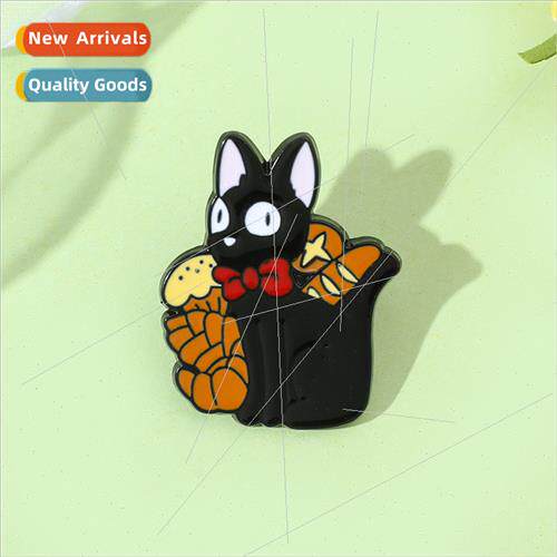 Dark series cartoon brooch black cat shape baking paint allo