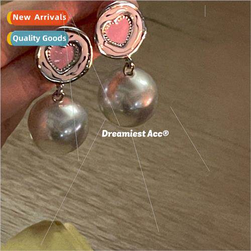 Ballet round dance girl sense pink heart pearl sweet earring
