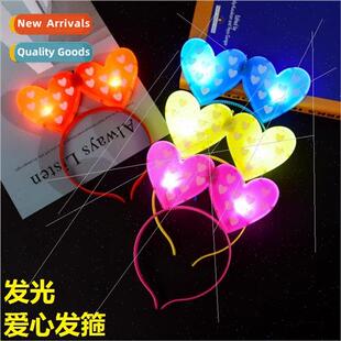 Glowing heart hair bands flash double heart hair bands lumin