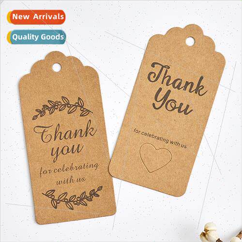 100 printed flower head thank you kraft paper English hangta