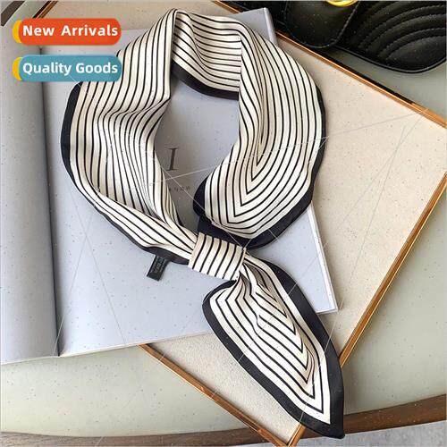 2020 spring summer Korean  striped small silk scarf female l