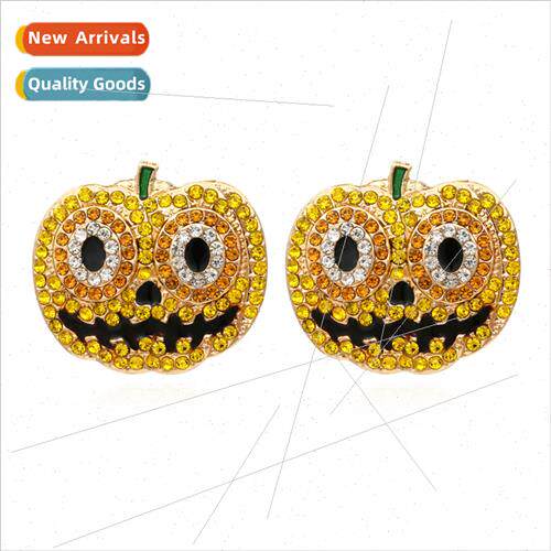 New creative alloy wh diamond oil drop pumpkin earrings retr