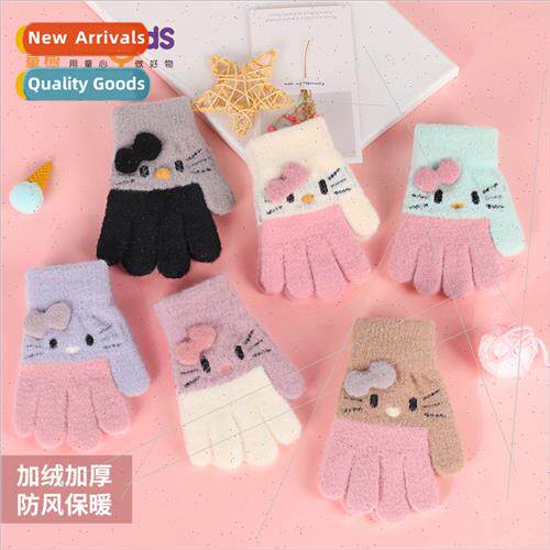Childrens knted warm gloves boys and girls winter windproof