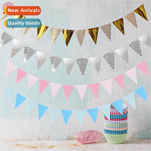 Scandinavian ins wave pattern hot stamping triangle flag bir