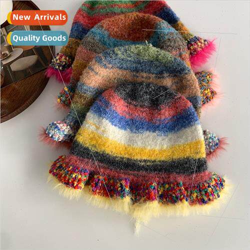 Soft colorful dopamine girl  wooden ear edge show face small