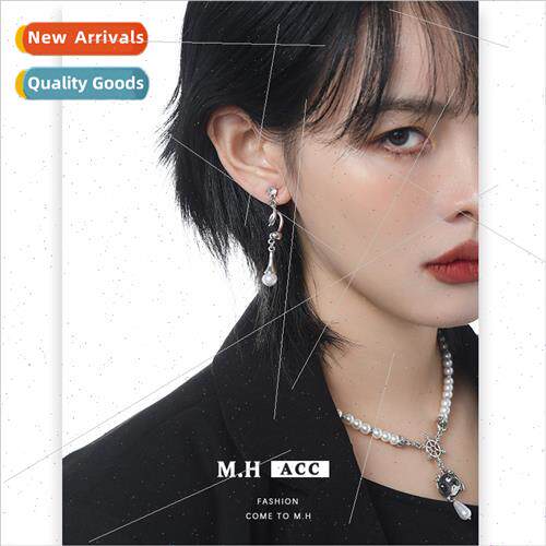 Twisted pearl earrings female exquise fashion senior 925 sil