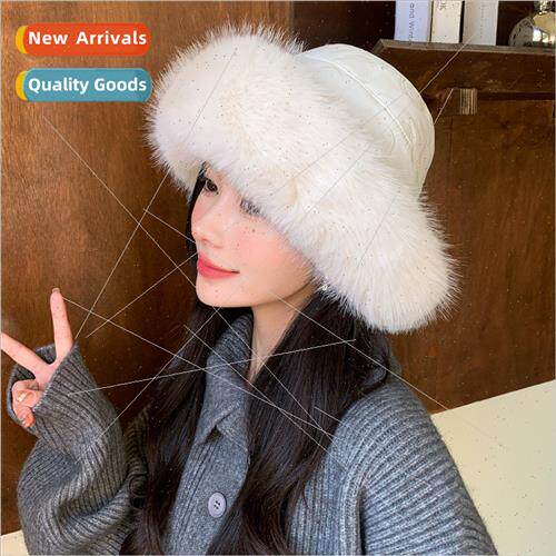 Hat female new winter imation fur plush hat warm solid color
