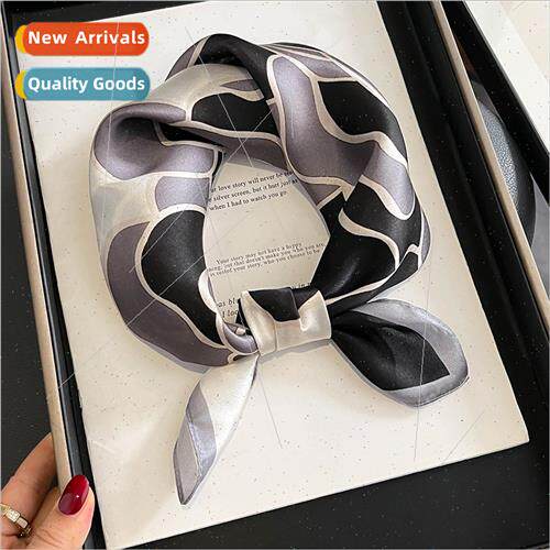 Retro Korea  printed silk small square scarf female fall win