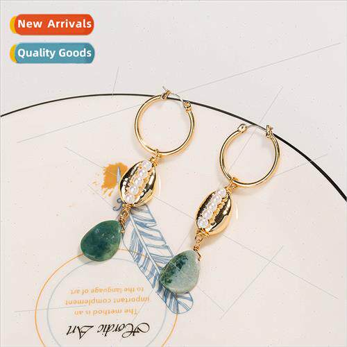 Europe Europe big brpearl earrings wild natural agate stone