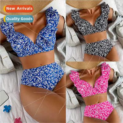 2022 new Europei floral tie high waist sexy bikini swimsu sw