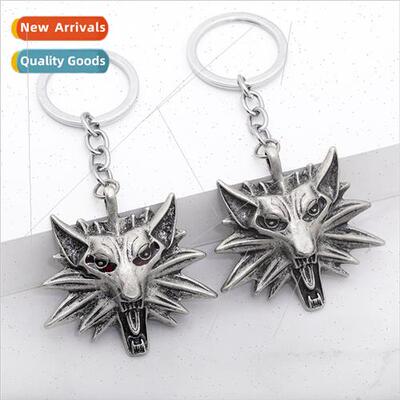 Creative demon hunter metal men stereoscopic wolf head keych
