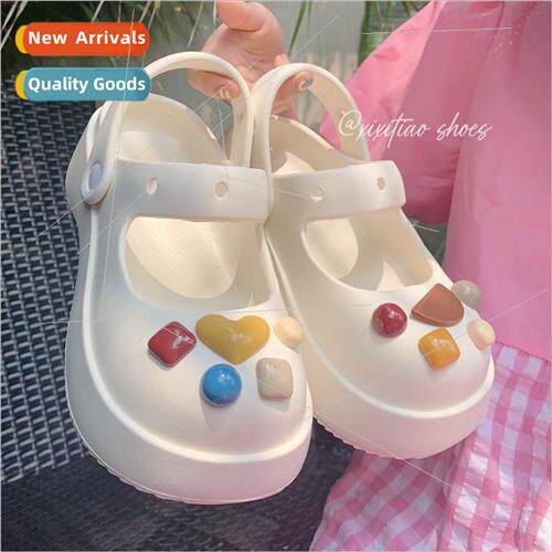 Summer outside wear Mary Jane half drag hole shoes tide soft