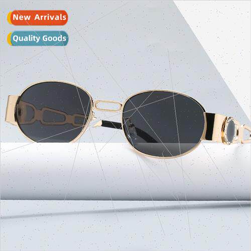 50659 Metal punk craft sunglasses oval frame fashion set ins