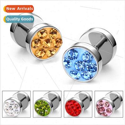 Non-allergenic tanium steel barbell full diamond earrings fa