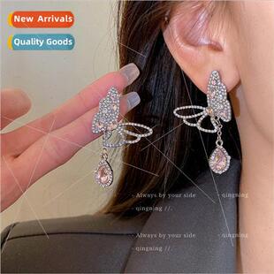 butterfly earrin New pink niche fashion earrings tide tassel
