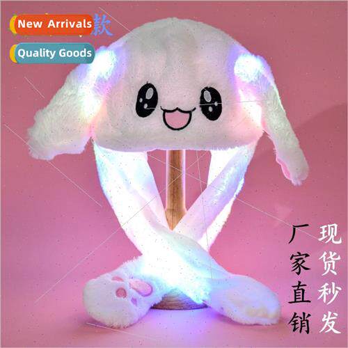 Glowing rabb hat ears will move rabb hat cute plush warm hat