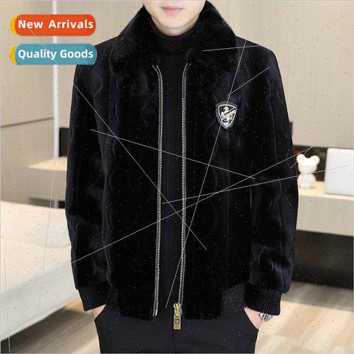 Winter thickened gold mink coat men fashion warm short young