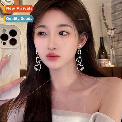 diamond love heart earrings heart-shaped tassel long fashion
