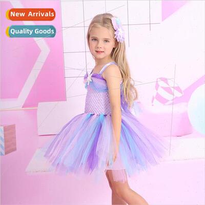 Europe  new girls mermaid starfish dress princess mesh tutu
