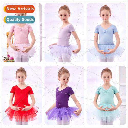 Childrens dancewear girls summer short-sleeved toddler pract