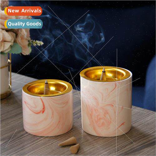mple Fashion Ladies Pink Marble Pattern Ceramic Incense Burn