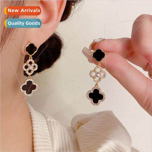 mple retro four-leaf flower earrings delicate celebry fashio