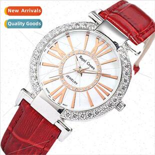 large simple fashion zirconia belt waterproinlaid dial Women