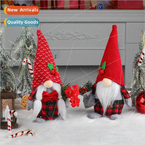 Knted Cherry Doll Desktop Ornament Creative Gnome Standing P
