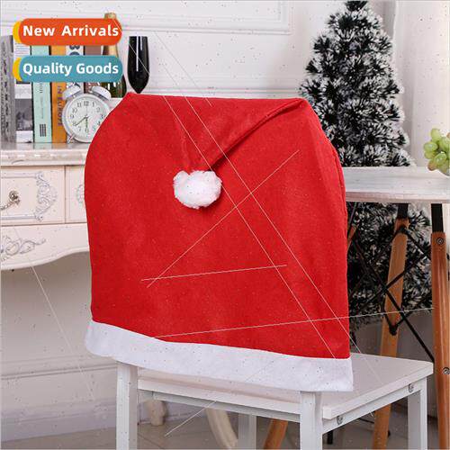Creative red -woven Christmas chair covers Christmas hat dec