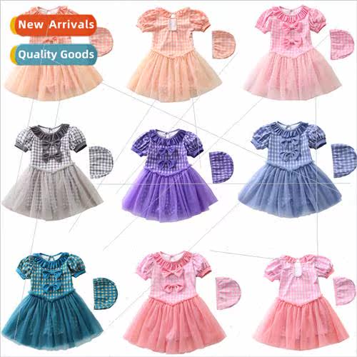 Children swimsu female girls onePCS bubble sleeve lantern sl