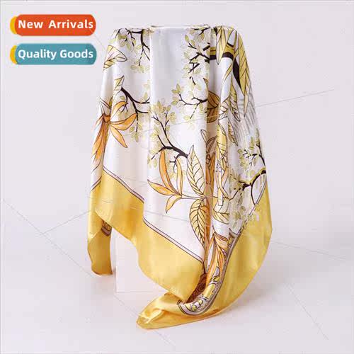 Spring summer simulation silk floral printing silk scarf 90