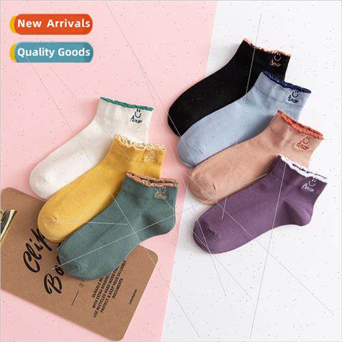 Short socks female summer thin Japanese cute wooden ear lace