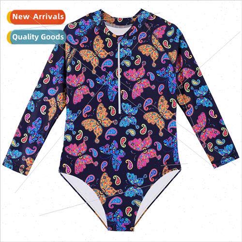 2024 Girls Swimsu Middle and Big Girls One-piece Sunscreen S
