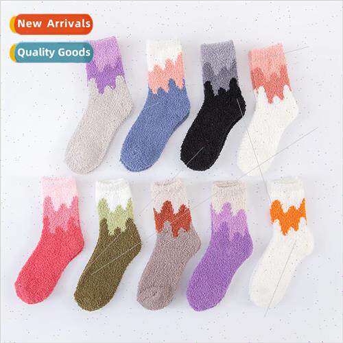 Coral velvet socks women do not lose hair Japanese candy col