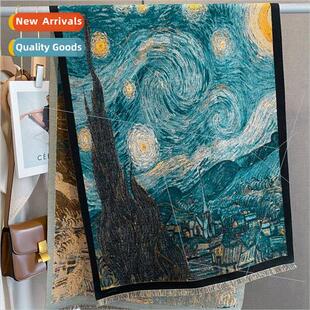 cashmere faux oil painting scarf Korea warm fashion