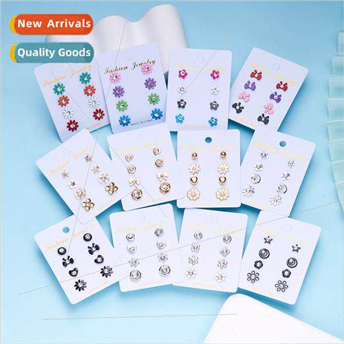 New 4 pairs colorful small flowers wh diamond combination ca