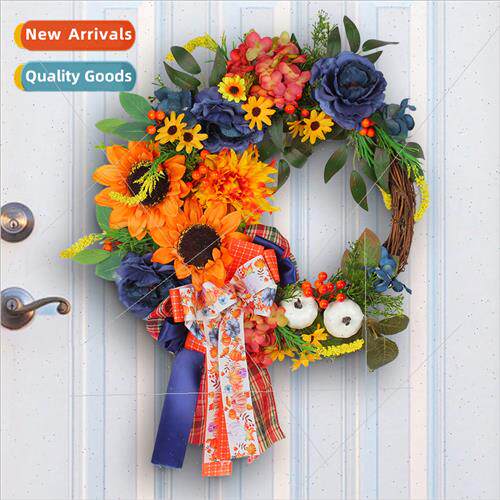 New Harvest Festival Blue Sunflower Wreath Decorative Door H