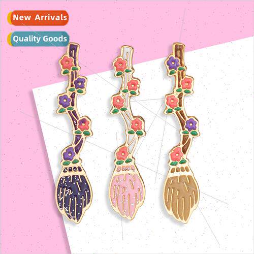 Japan cartoon badges cute magic flowers broom brooch fandom