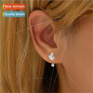 screw beads full zirconia diam celebry swan new Set earrings